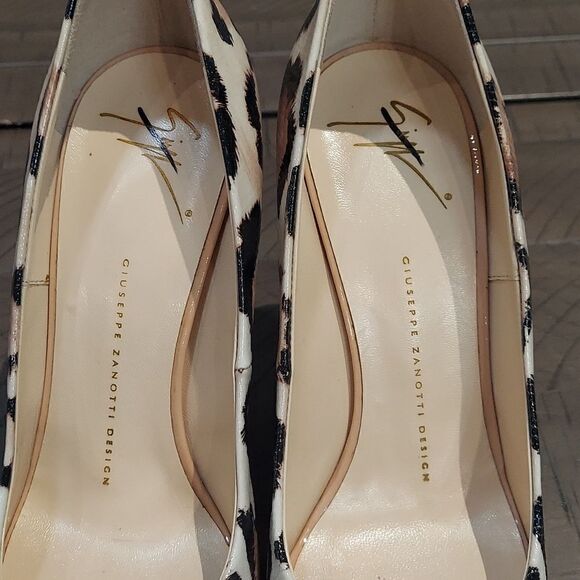 Giuseppe Zanotti Design Animal Print Peep Toe Heels Sz 38.5 - Picture 3 of 10